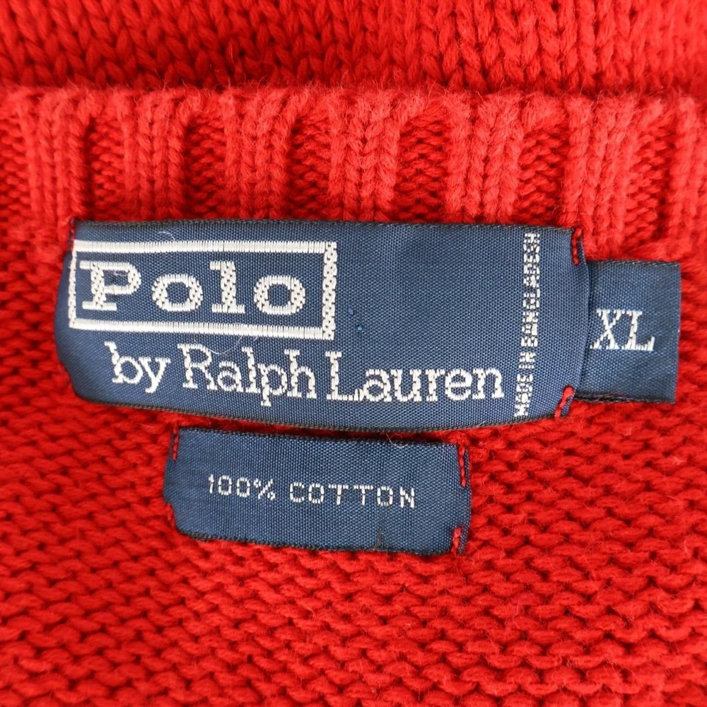 Polo by Ralph Lauren Sweater Mens Sz XL Red‎ 100% Cotton Comfort Soft Round Neck